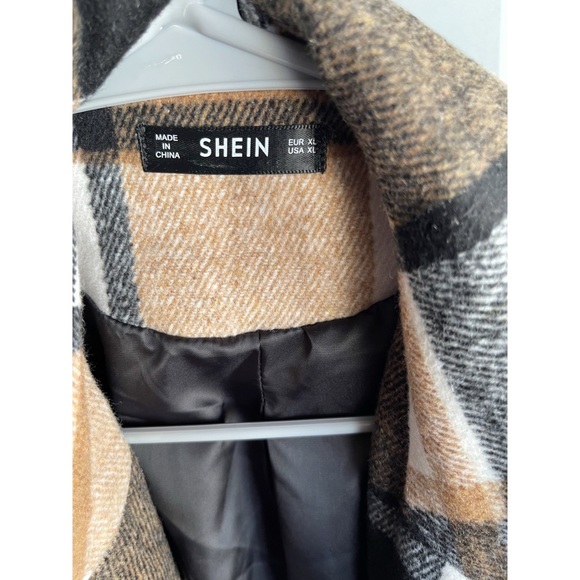 Single Button Plaid Overcoat (XL) (Wool) - Picture 3 of 4